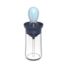 Kitchen Silicone Oil Bottle Glass Olive Oil Bottle Quantitative Extrusion Dispenser Pastry Steak Oil Brushes Baking BBQ Tool - Blue