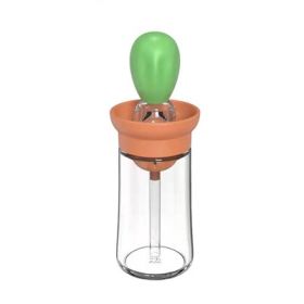 Kitchen Silicone Oil Bottle Glass Olive Oil Bottle Quantitative Extrusion Dispenser Pastry Steak Oil Brushes Baking BBQ Tool - Green