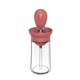 Kitchen Silicone Oil Bottle Glass Olive Oil Bottle Quantitative Extrusion Dispenser Pastry Steak Oil Brushes Baking BBQ Tool - Red