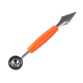 Double Head Stainless Steel Fruit Digging Spoon; Corrugated Carving Knife Watermelon Fruit Platter Tool; Spoon Digger - Orange