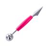 Double Head Stainless Steel Fruit Digging Spoon; Corrugated Carving Knife Watermelon Fruit Platter Tool; Spoon Digger - Red