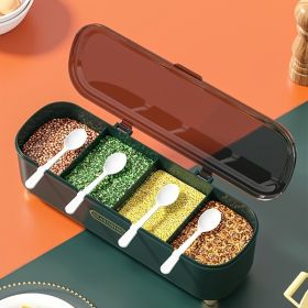 1pc; Four-grids Seasoning Box; Household Light Seasoning Jar; Seasoning Jar; Flavors Jar; Seasoning Container; Spice Storage Box For Kitchen - Green