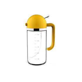 1pc 2-in-1 Oil Bottle Spray And Automatically Open Pour Olive Oil Gravy Boats Grill Sprayer Leak-proof Nozzle BBQ Kitchen Accessories - Yellow