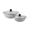 2 Piece Colombian Cast Aluminum Caldero Set with Glass Lid, Silver - Silver