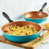 2pc Copper Ceramic Reliance Pro Skillets Aqua - blue.