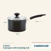 3-Quart Aluminum Non-Stick Straining Saucepan With Lid, Black - Black