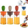 Kitchen Silicone Oil Bottle Glass Olive Oil Bottle Quantitative Extrusion Dispenser Pastry Steak Oil Brushes Baking BBQ Tool - Red