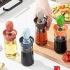 Kitchen Silicone Oil Bottle Glass Olive Oil Bottle Quantitative Extrusion Dispenser Pastry Steak Oil Brushes Baking BBQ Tool - Red