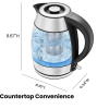 Fast Boiling 1.8L Electric Glass Kettle, Removable Tea Infuser, LED Lights, Stainless Steel - Stainless Steel