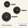 3 Piece Easy Clean Aluminum Non-Stick Frying Pan, Fry Pan, Skillet Set, Black - Black