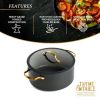 Non-Stick 5 QT Signature Stock Pot with Glass Lid, Black & Gold - Black