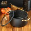 Non-Stick 5 QT Signature Stock Pot with Glass Lid, Black & Gold - Black