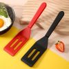 1pc Silicone Spatula; Non-stick Baking Spatula; Heat Resistant Cookie Spatula; Mini Slotted Serve Turner For Flip Egg; Kitchen Tools - Black