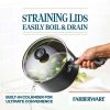3-Quart Aluminum Non-Stick Straining Saucepan With Lid, Black - Black