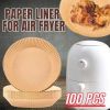 Air Fryer Liners , 100 Pcs Disposable Paper Liner For Roasting Microwave - Brown