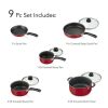 9-Piece Non-Stick Cookware Set, Champagne - Red